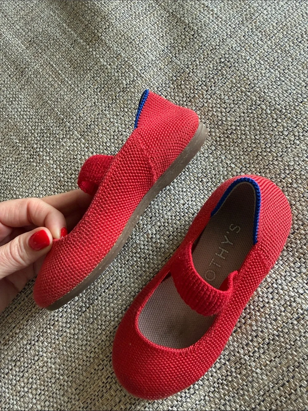 Rothy's Red Knit Mary Jane Kids Shoes